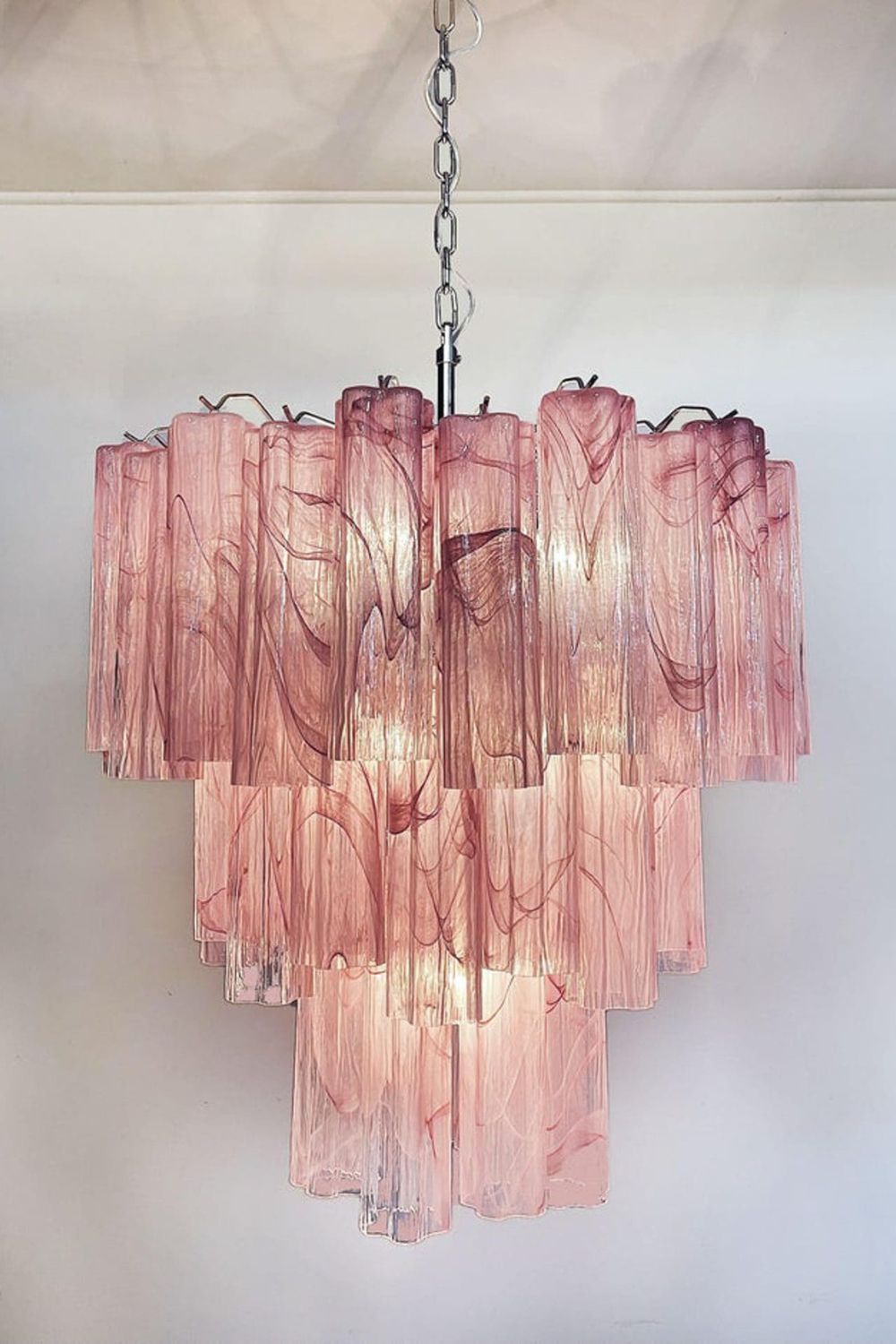 Ruby Glow Art Three-Tier Glass Chandelier - view 10 | vexalamps