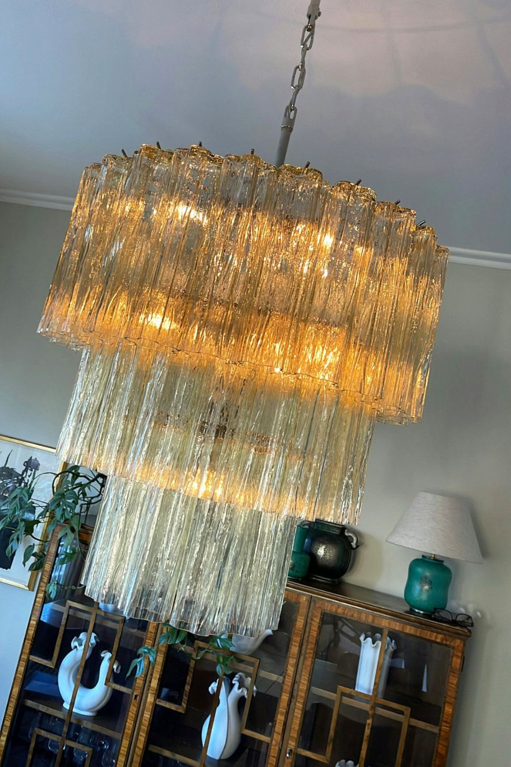 Amber Honey Art Glass Tube Chandelier - view 4 | vexalamps