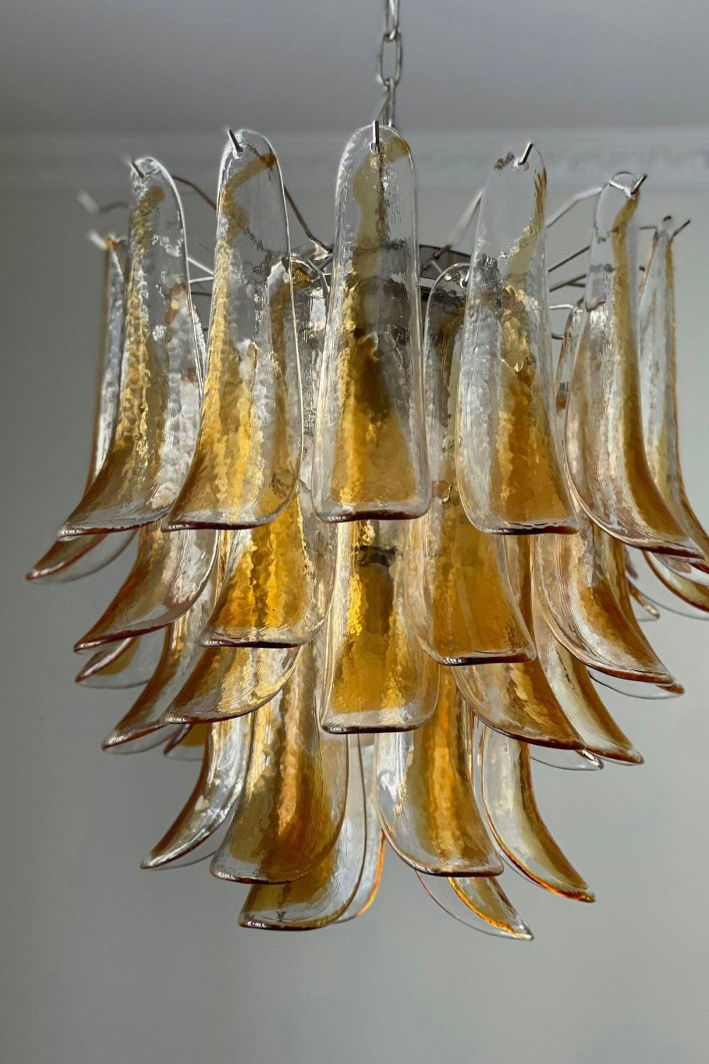 Mazzega Amber Glass Petal Chandelier - view 11 | vexalamps
