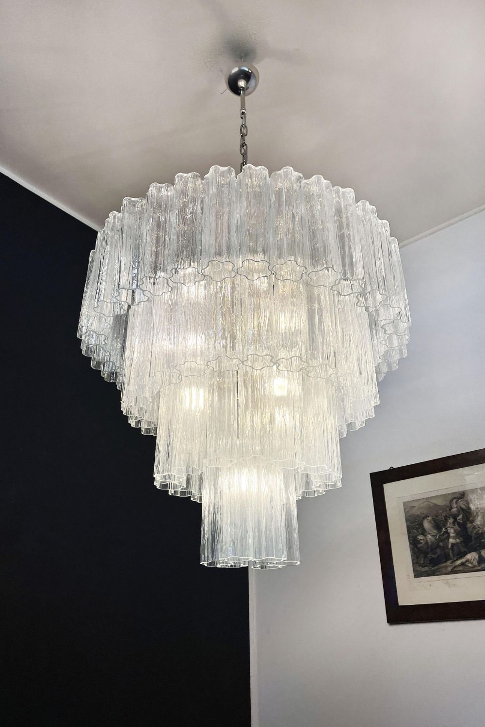 Art clear glass tiered chandelier - view 13 | vexalamps