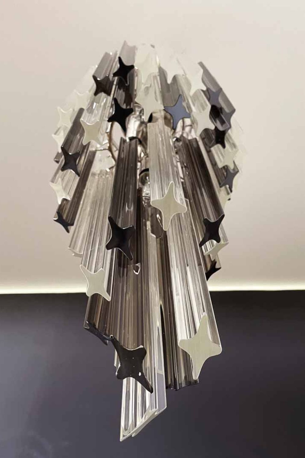 Vintage Smoked Art Glass Prism Spiral Chandelier - view 13 | vexalamps