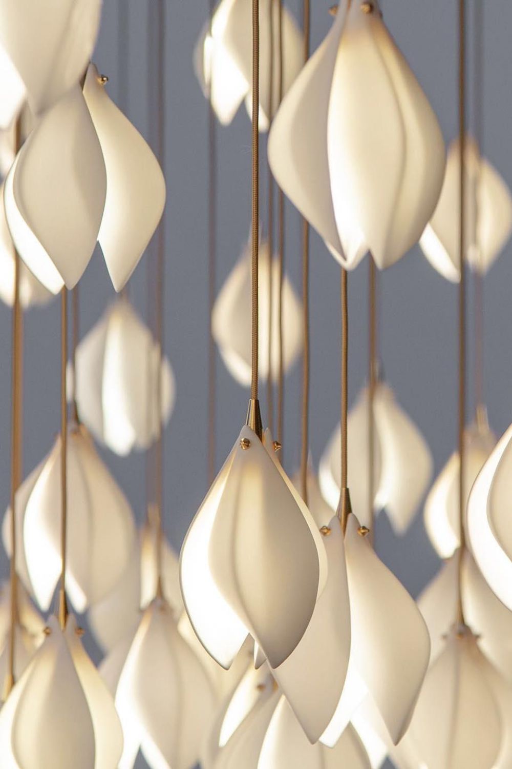 Gold Stem Ceramic Flower Chandelier - view 20 | vexalamps