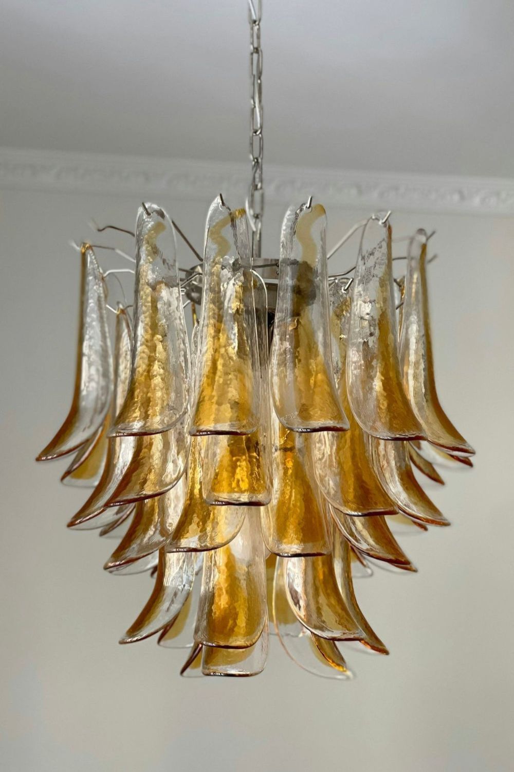 Mazzega Amber Glass Petal Chandelier - view 12 | vexalamps
