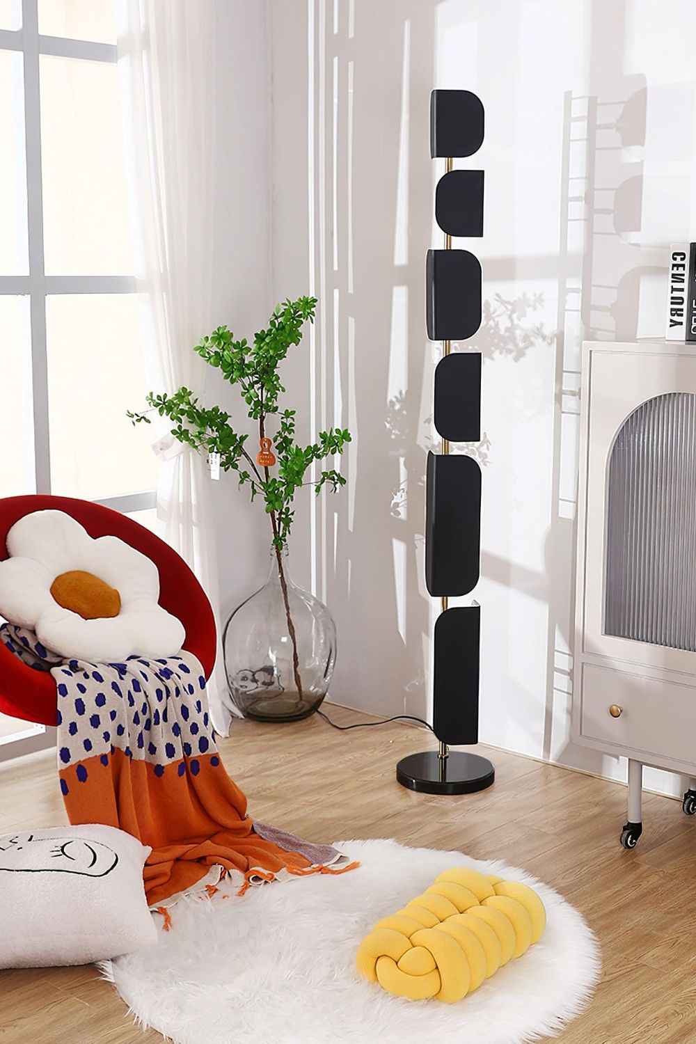 Leagan Stacked Panel Modern Floor Light - view 2 | vexalamps