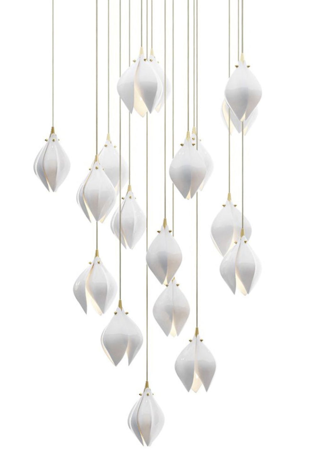 Gold Stem Ceramic Flower Chandelier - view 22 | vexalamps