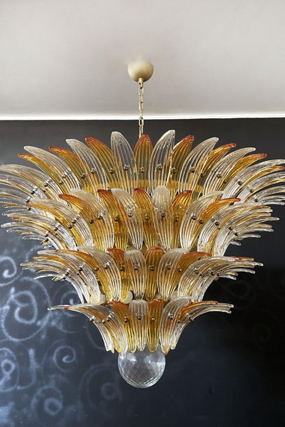 Amber and Clear Art Glass Palmette Chandelier - view 12 | vexalamps