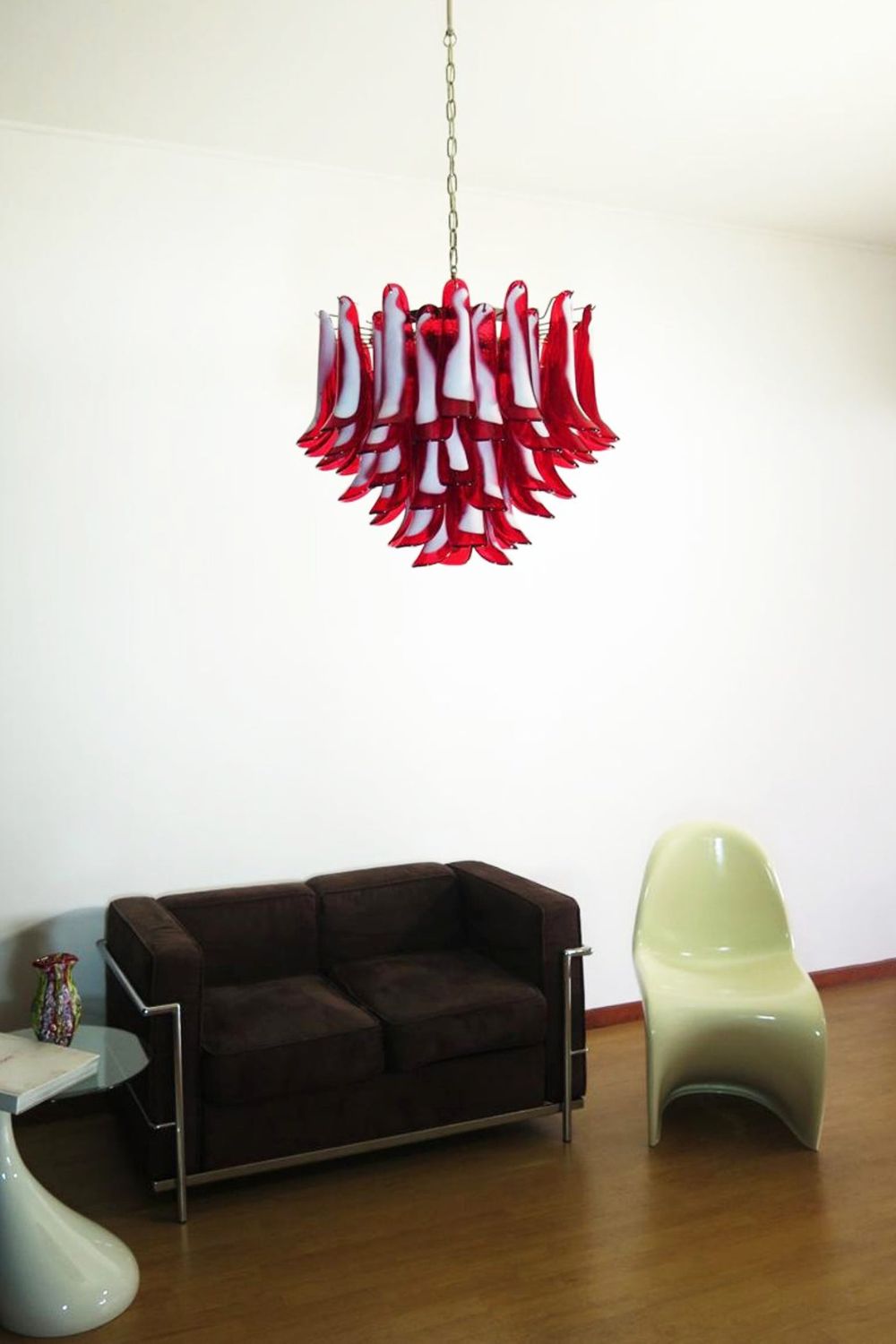 Red Art Glass Petal Chandelier - view 9 | vexalamps