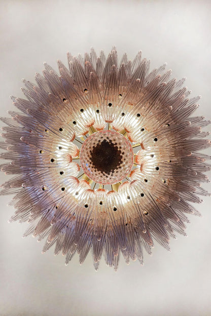 Art Four-tier pink glass palm leaf chandelier - view 11 | vexalamps