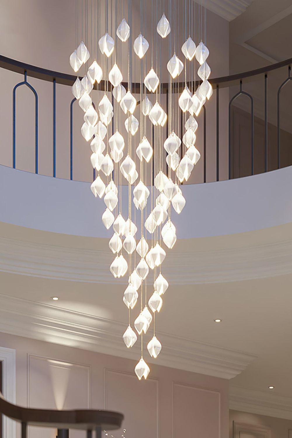Gold Stem Ceramic Flower Chandelier - view 9 | vexalamps