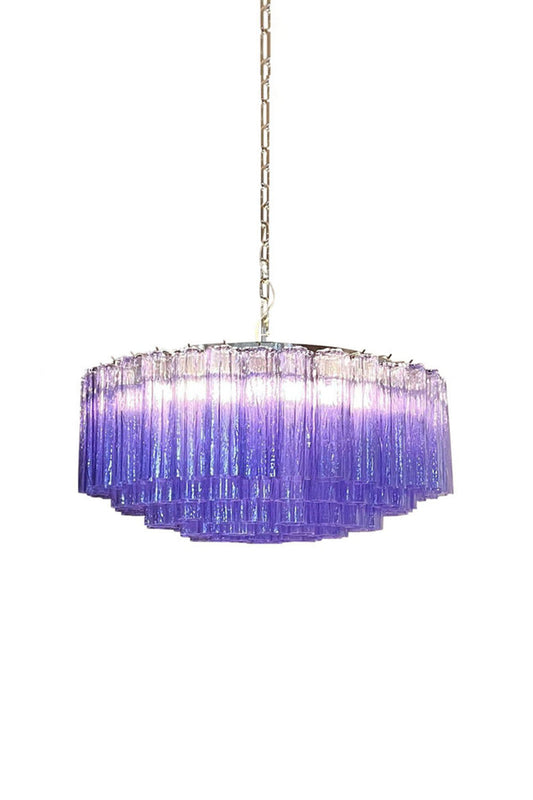 Italian Modernist Purple Art Glass Tube Chandelier | vexalamps
