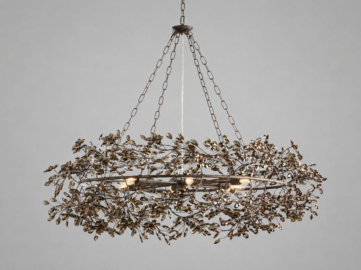 Fiore 48" Crown Chandelier in Bronze with Smoke Glass