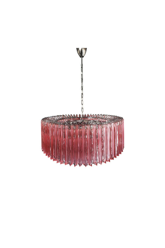 Large pink Art Triedri glass prism chandelier | vexalamps