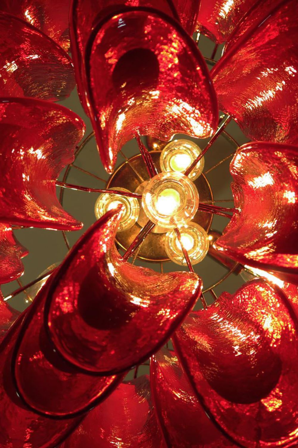 Red Art Glass Petal Chandelier - view 17 | vexalamps