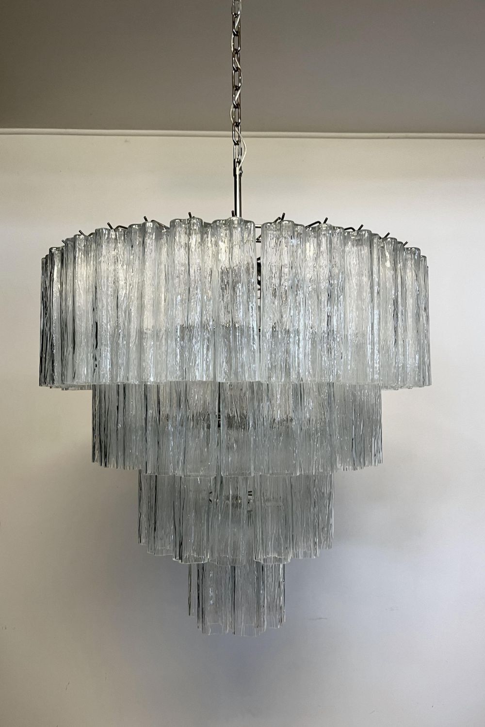 Art clear glass tiered chandelier - view 15 | vexalamps