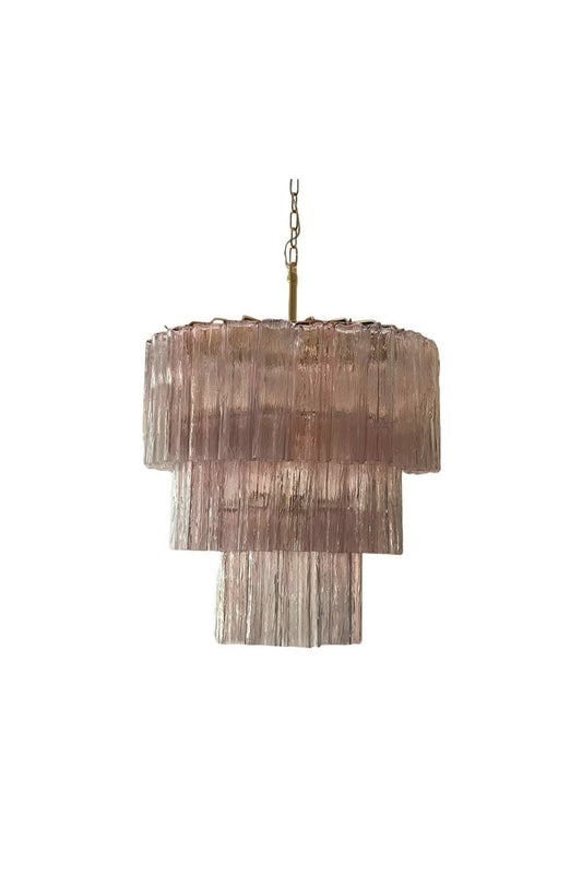 Art light pink glass tube chandelier | vexalamps