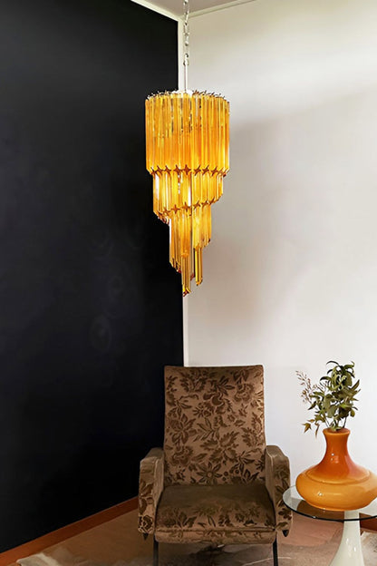 Amber Murano Glass Prism Spiral Chandelier - view 3 | vexalamps