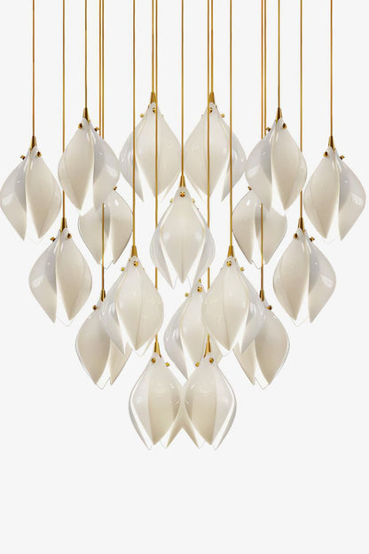 Gold Stem Ceramic Flower Chandelier - view 21 | vexalamps