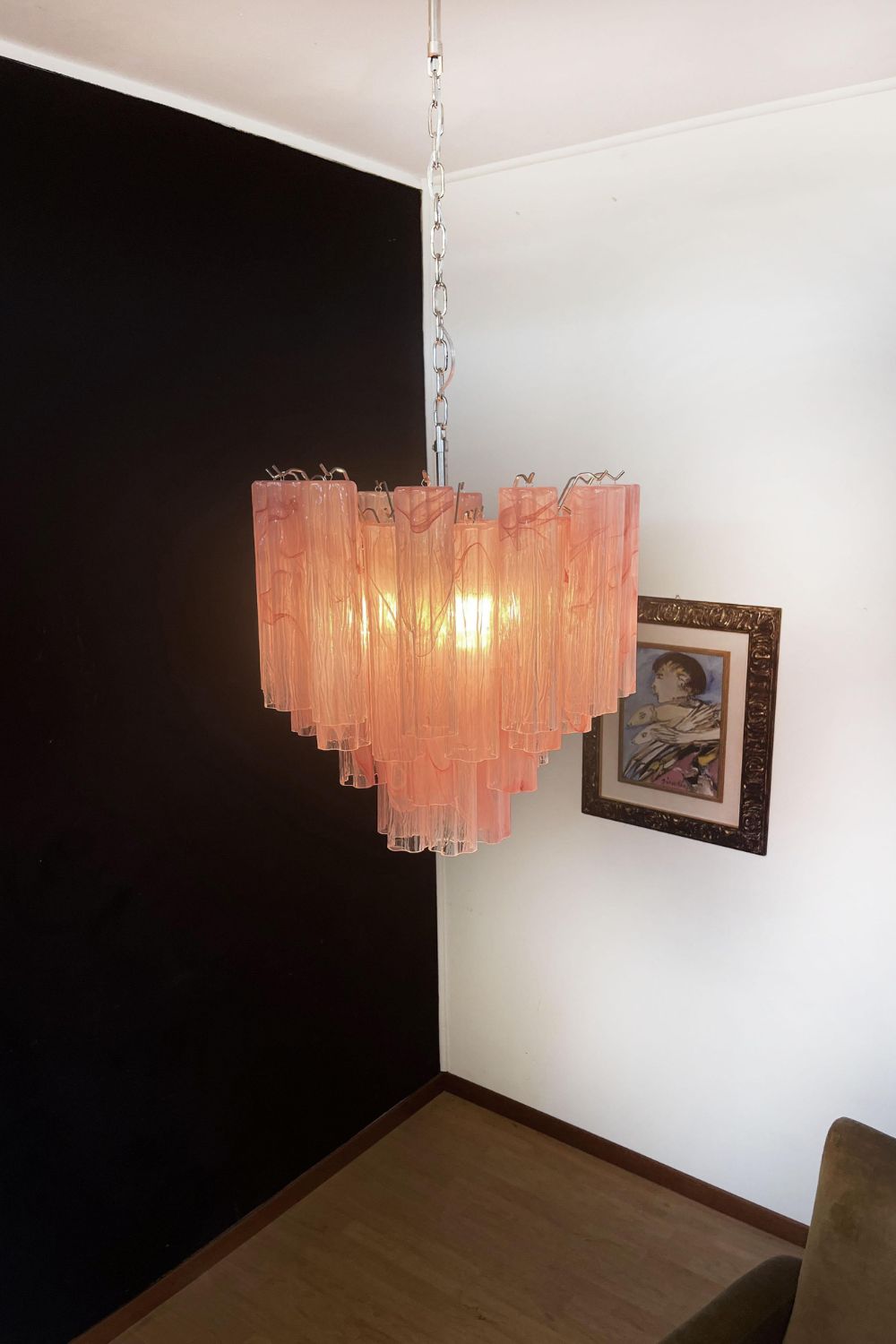 Pink Art Glass Tree Branch Chandelier - view 2 | vexalamps