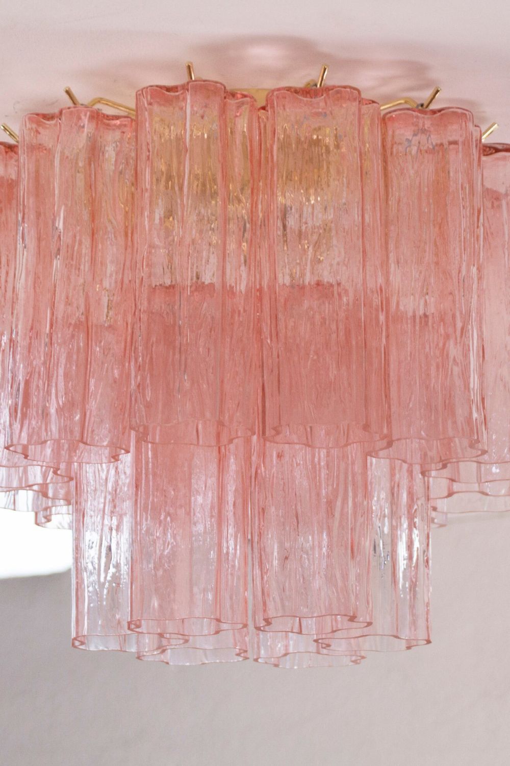 Vintage Pink Murano Tronchi Glass Ceiling Light - view 4 | vexalamps