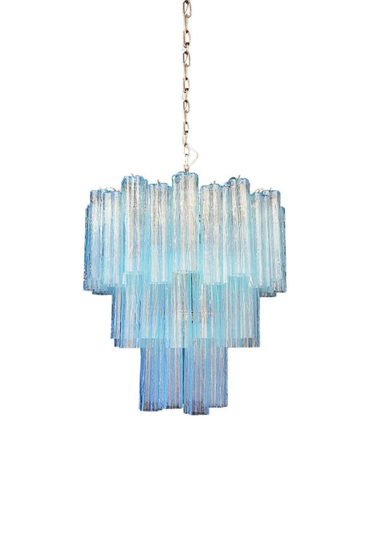 Three-tier Art Venetian blue glass chandelier | vexalamps