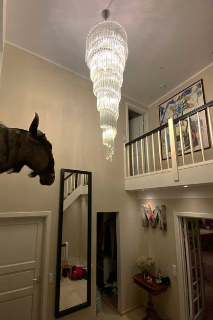 Art Style Spiral Glass Chandelier - view 3 | vexalamps