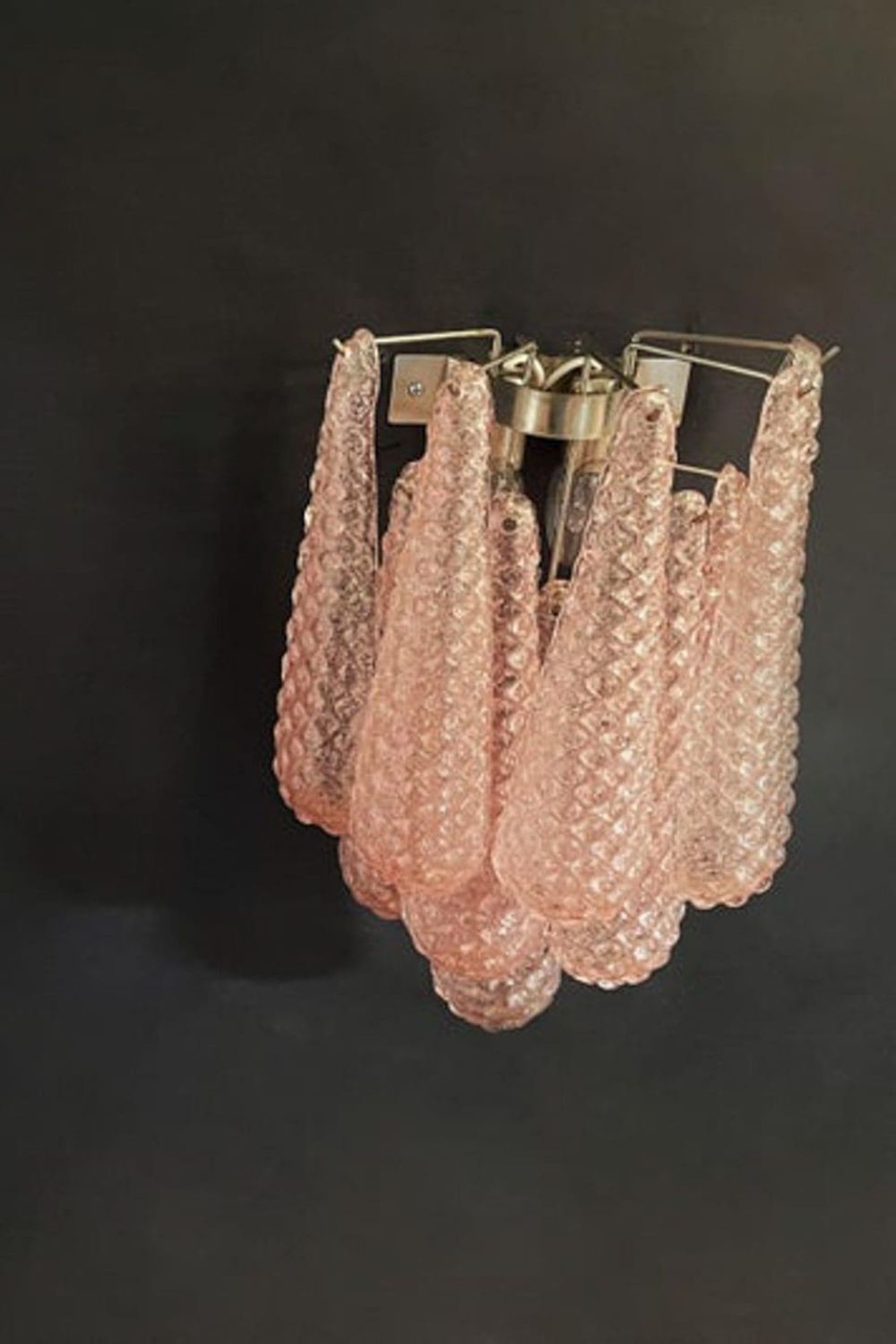 1970s Pink Art Glass Petal Wall Lamp - view 3 | vexalamps