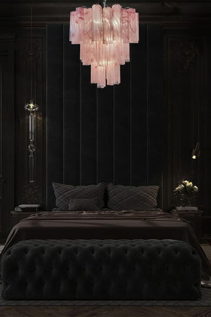 Ruby Glow Art Three-Tier Glass Chandelier - view 4 | vexalamps