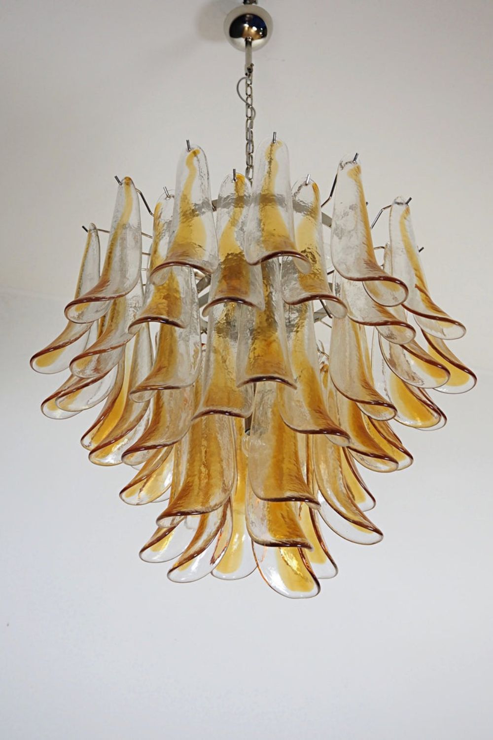 Mazzega Amber Glass Petal Chandelier - view 4 | vexalamps