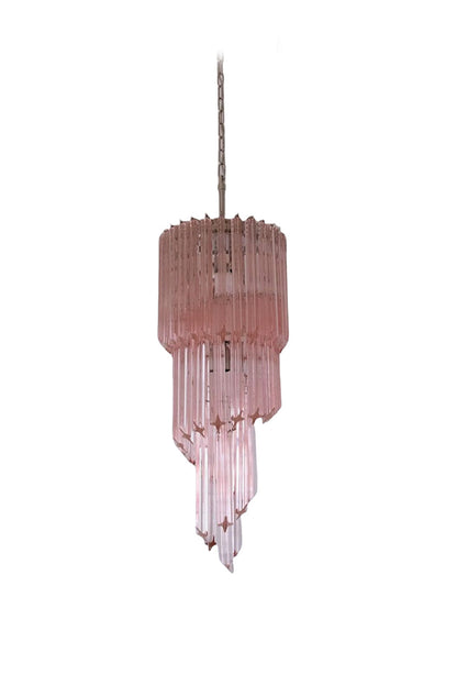 Pink Art Glass Prism Spiral Chandelier | vexalamps
