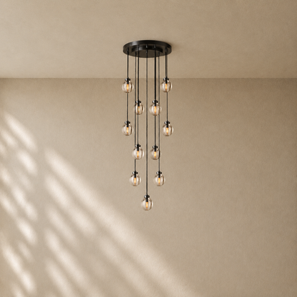 Pearly Round Chandelier - 22’’ / Bronze