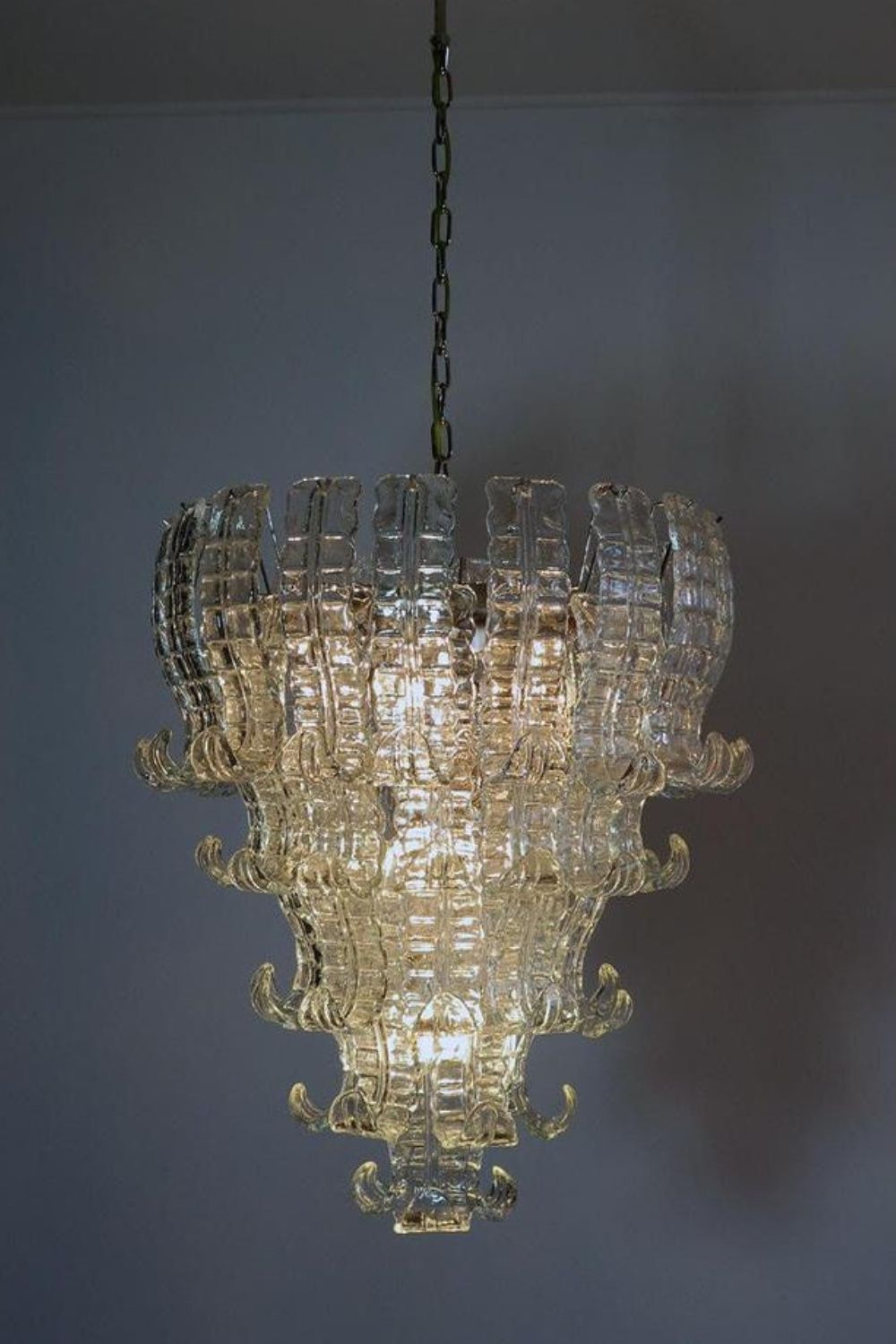 1970s Felci-Style Art Glass Tiered Chandelier - view 3 | vexalamps