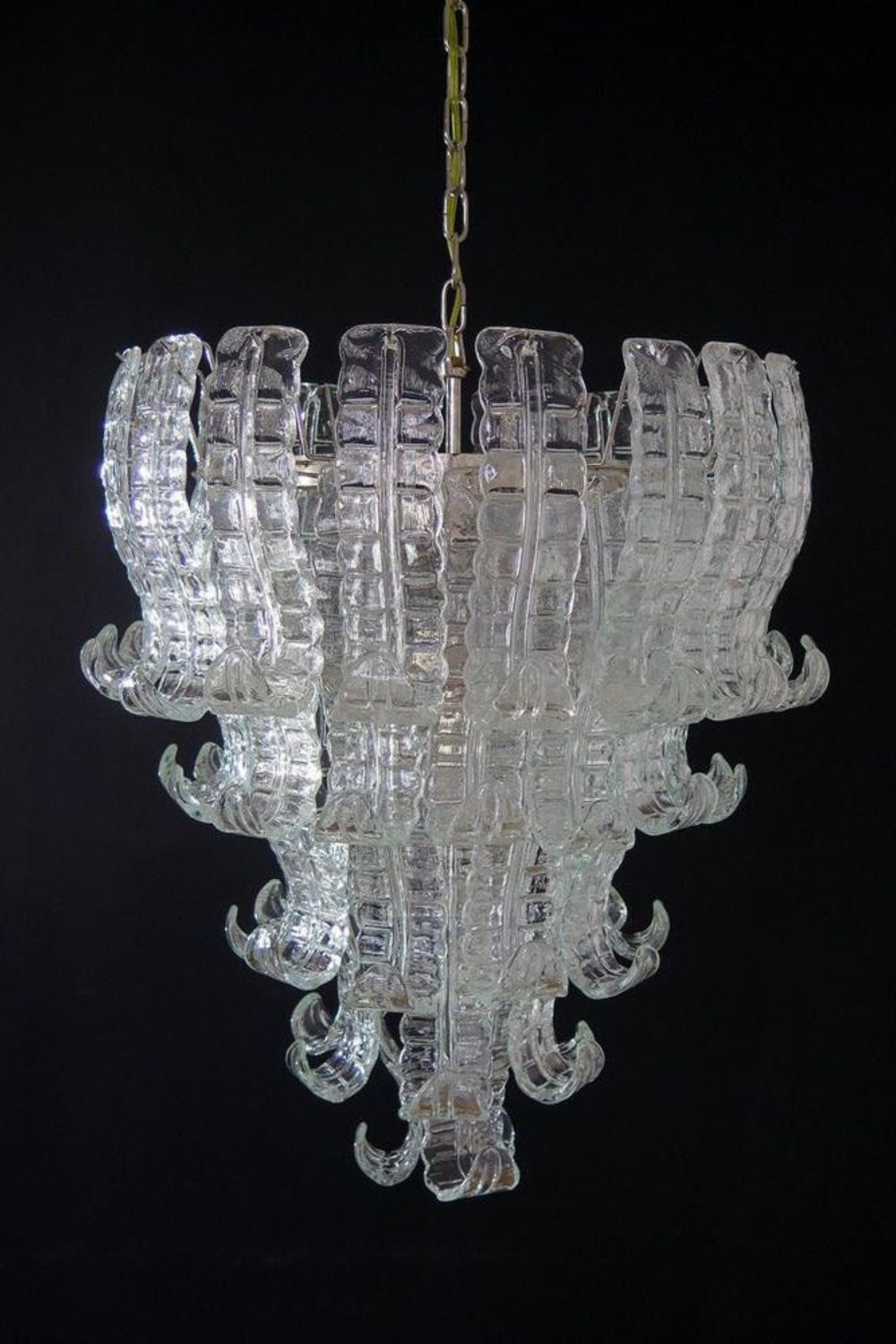 1970s Felci-Style Art Glass Tiered Chandelier - view 5 | vexalamps