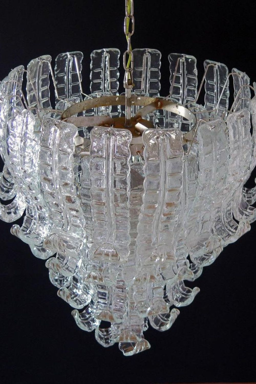1970s Felci-Style Art Glass Tiered Chandelier - view 7 | vexalamps