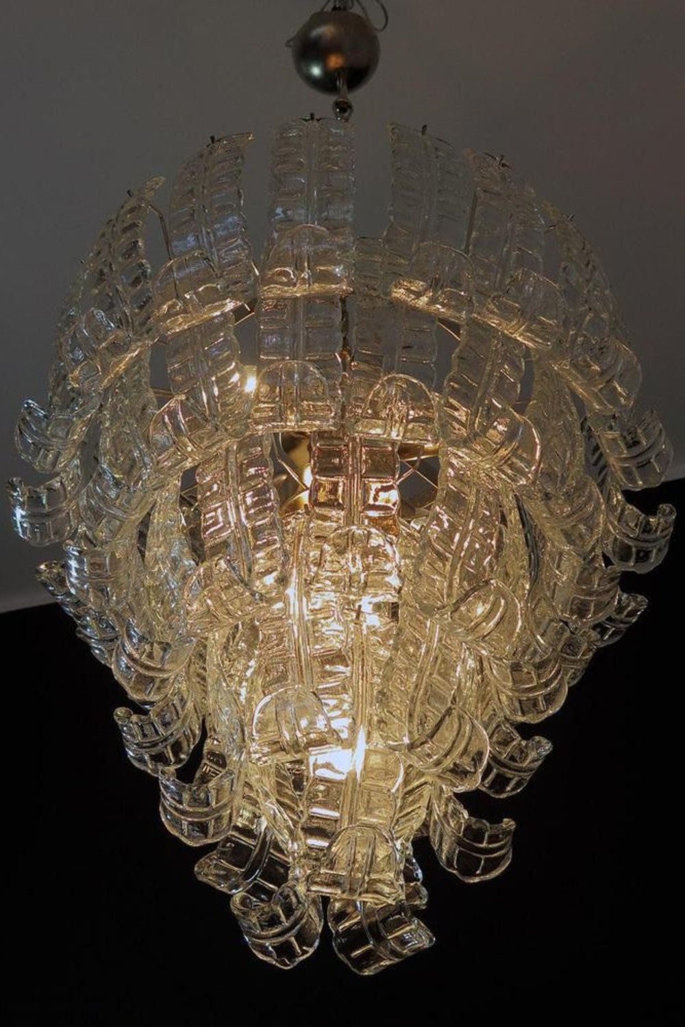1970s Felci-Style Art Glass Tiered Chandelier - view 8 | vexalamps