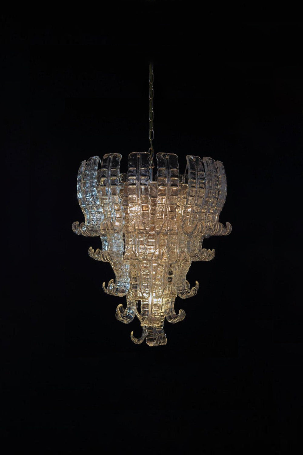 1970s Felci-Style Art Glass Tiered Chandelier - view 2 | vexalamps