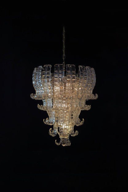 1970s Felci-Style Art Glass Tiered Chandelier - view 2 | vexalamps