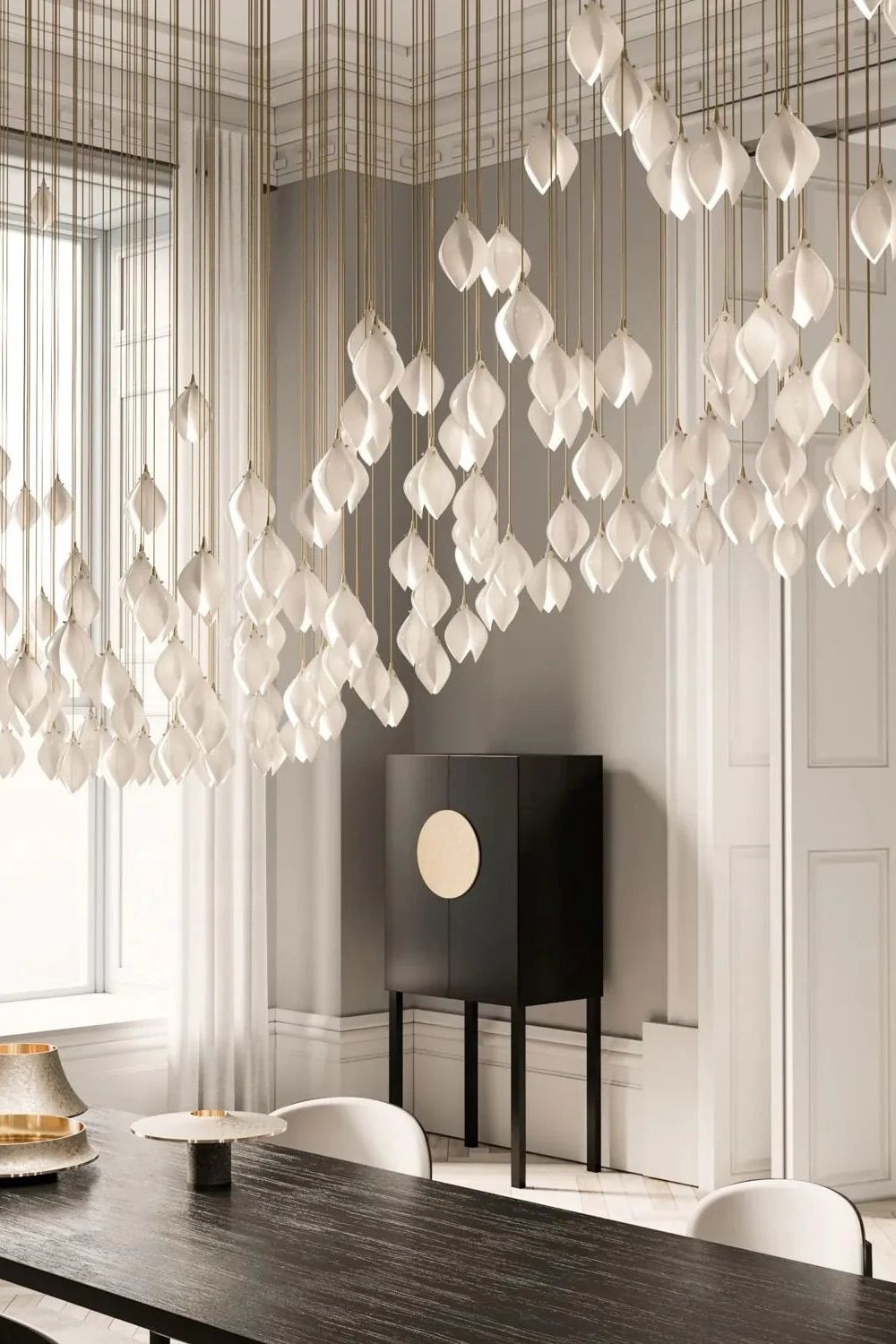 Gold Stem Ceramic Flower Chandelier - view 15 | vexalamps