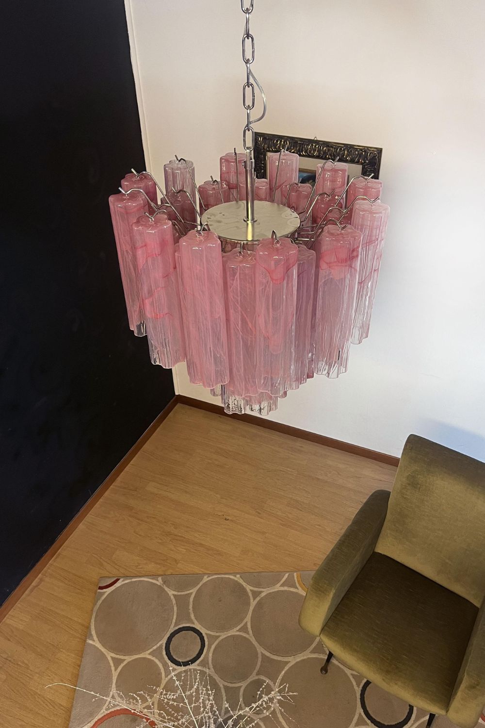 Pink Art Glass Tree Branch Chandelier - view 4 | vexalamps