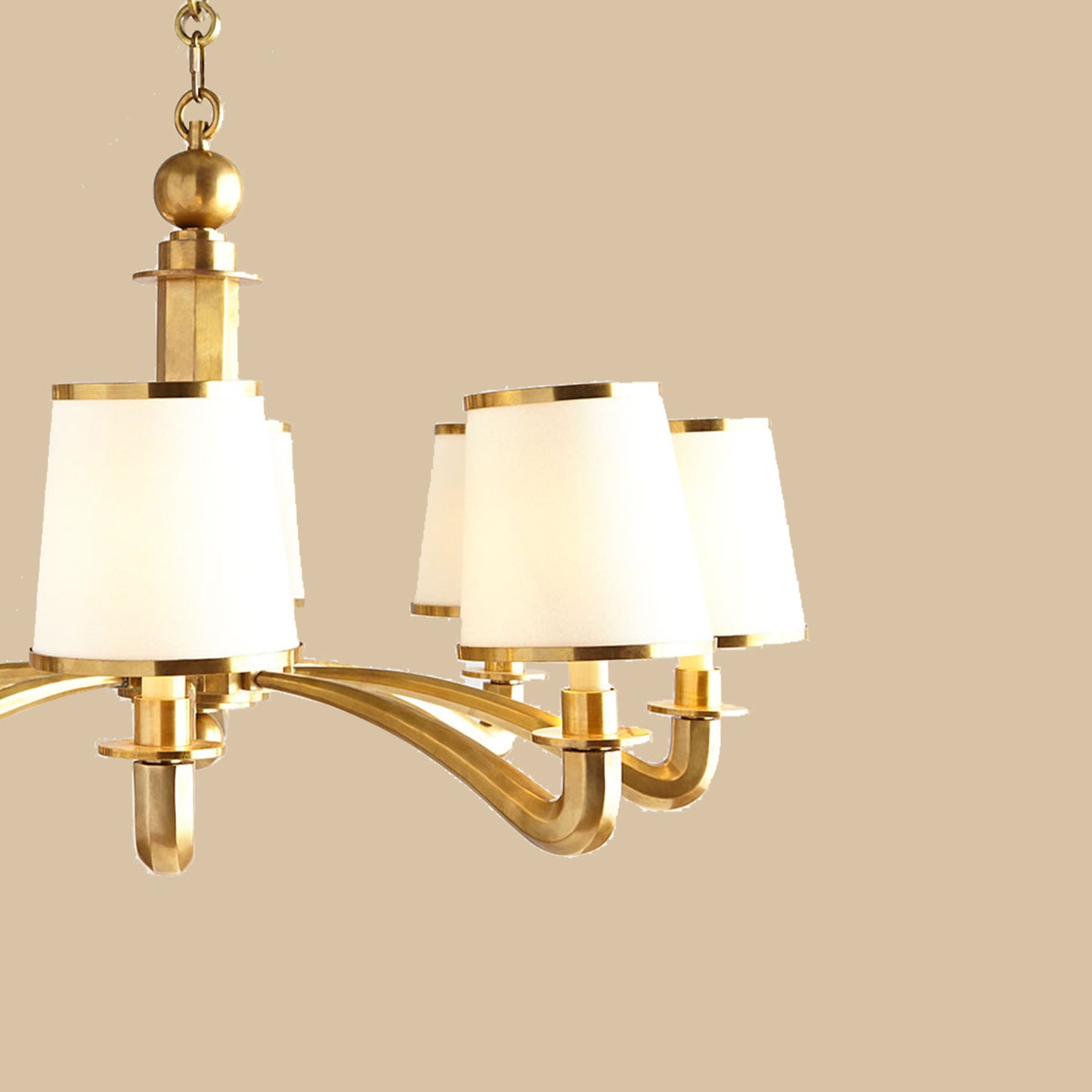 Modern Brass Fabric Shade Chandelier