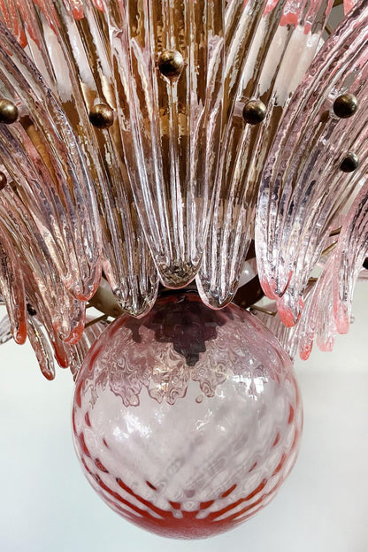 Art Four-tier pink glass palm leaf chandelier - view 10 | vexalamps