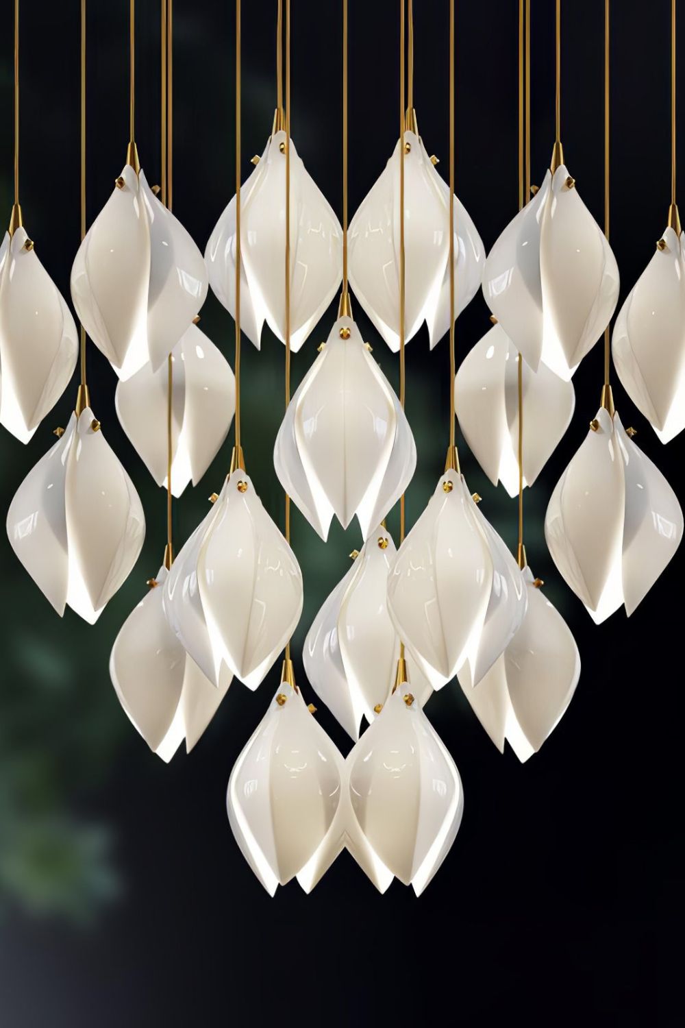 Gold Stem Ceramic Flower Chandelier - view 18 | vexalamps