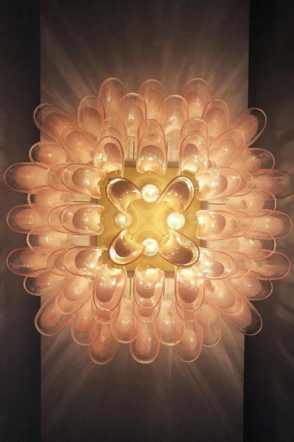 1990s Italian Art Pink Flower Chandelier - view 3 | vexalamps
