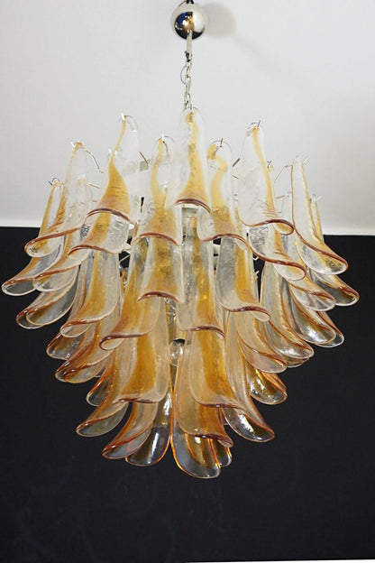 Mazzega Amber Glass Petal Chandelier - view 5 | vexalamps
