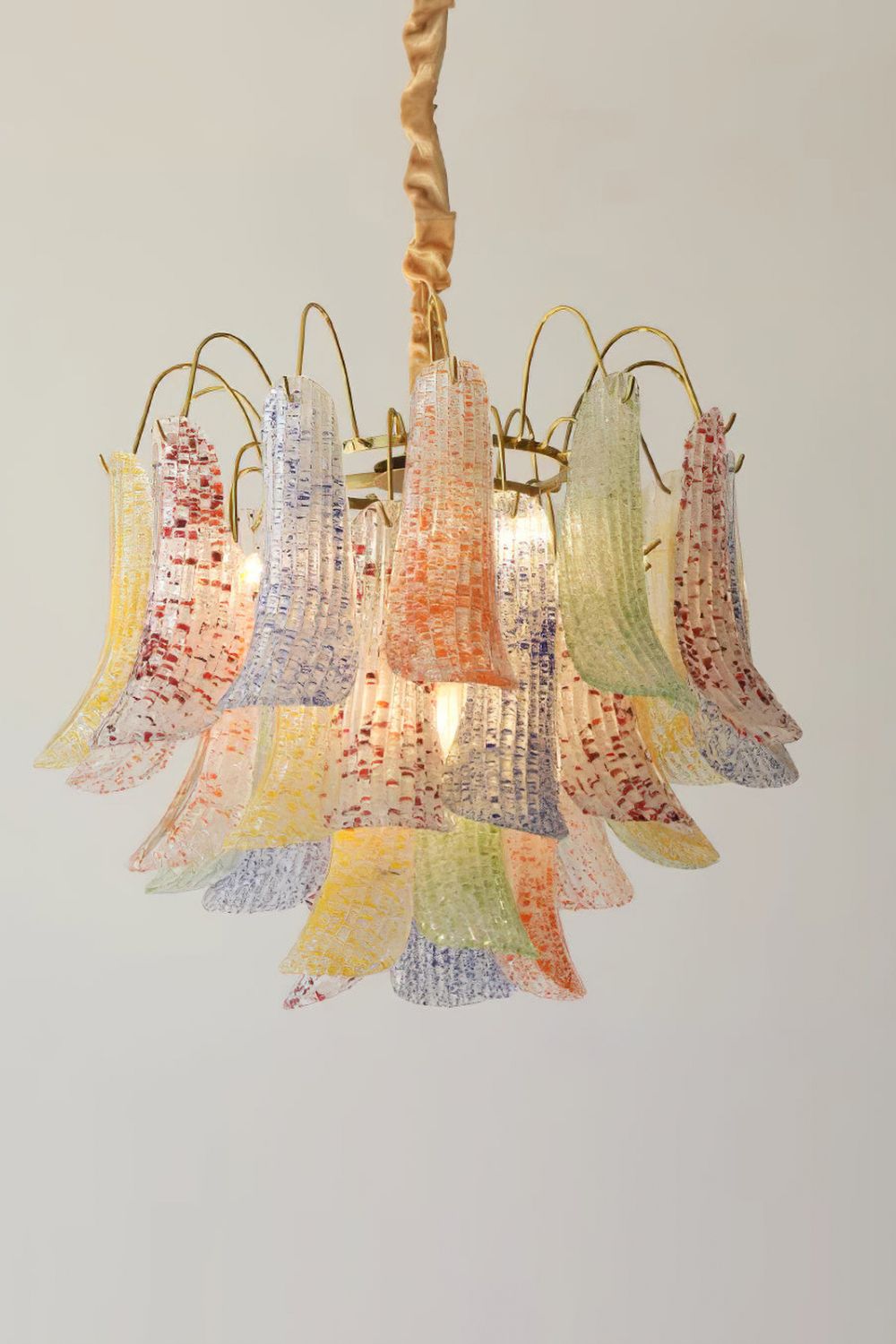 Mazzega Art Petal Stained Glass Chandelier - view 9 | vexalamps