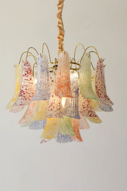 Mazzega Art Petal Stained Glass Chandelier - view 9 | vexalamps