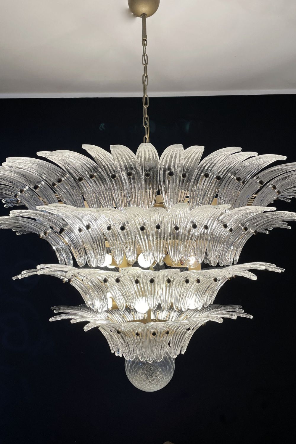 Art Palm Leaf 4-Tier Clear Glass Chandelier - view 4 | vexalamps