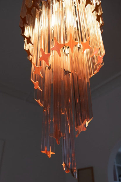 Pink Art Glass Prism Spiral Chandelier - view 12 | vexalamps
