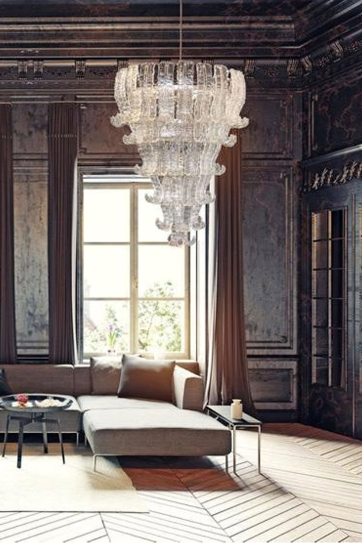 Grand Art Felci Leaf Glass Chandelier - view 6 | vexalamps