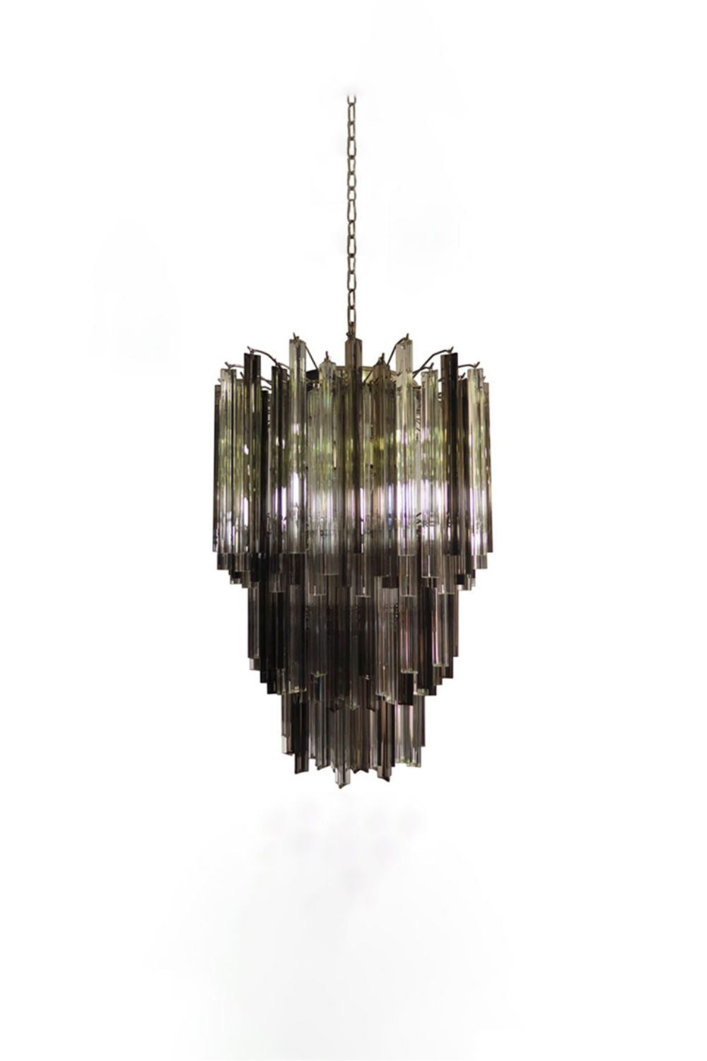 Smoked and Clear Art Glass Prism Chandelier | vexalamps