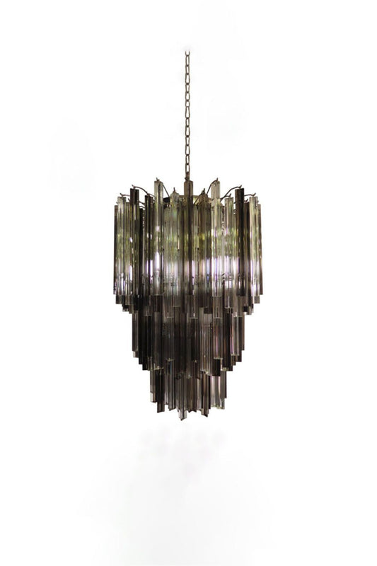 Smoked and Clear Art Glass Prism Chandelier | vexalamps